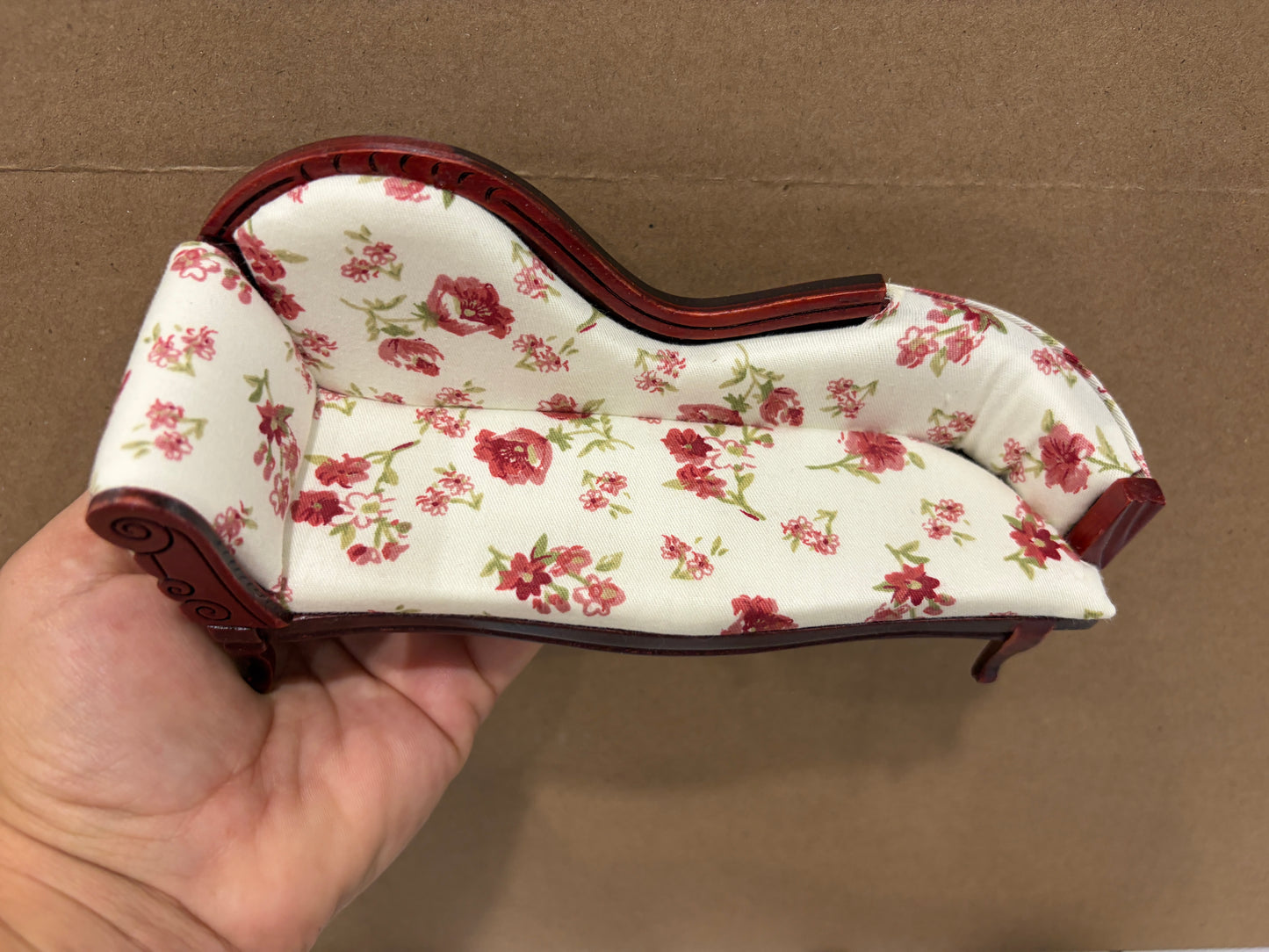 1:12 Scale Miniature Vintage Floral Chaise Lounge