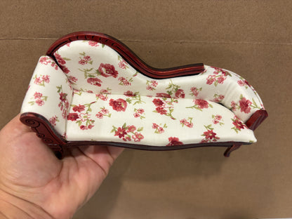 1:12 Scale Miniature Vintage Floral Chaise Lounge