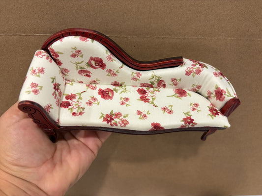 1:12 Scale Miniature Vintage Floral Chaise Lounge