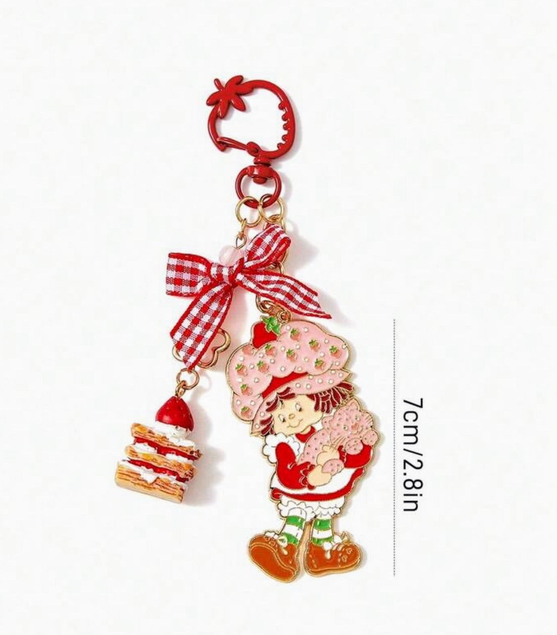 Strawberry Shortcake Bag Charm with Slice of Cake 🍓