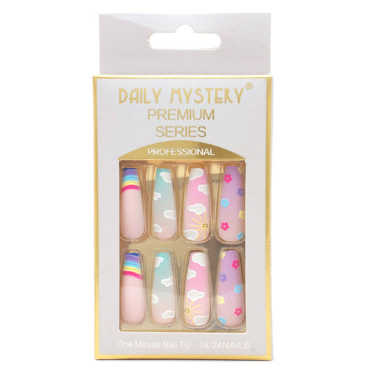 Flower, Rainbow & Cloud Pastel Press-On Nails