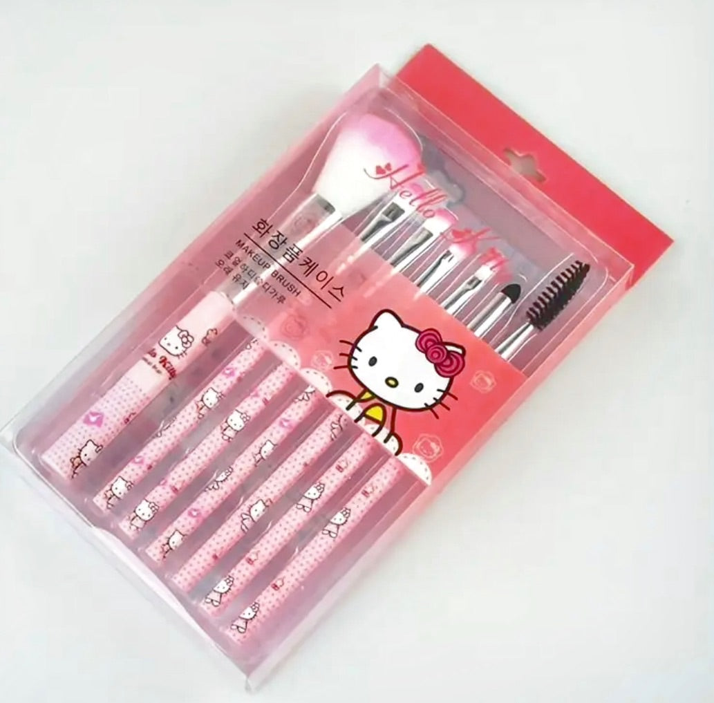 Hello Kitty Pink Cartoon Makeup Brush Set – 7 Piece