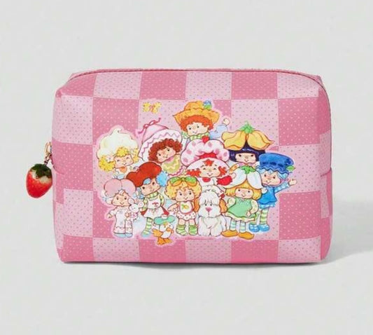 Strawberry Shortcake & Friends Pink Plaid Makeup Bag