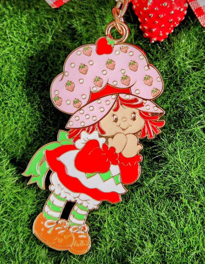 Strawberry Shortcake Plaid Bowknot Bag Charm