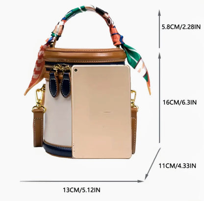 Adorable Cylinder Bucket Handbag with Scarf