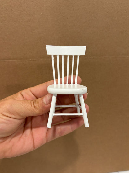 1:12 Scale Miniature White Round Dining Table & 2 Chairs Set