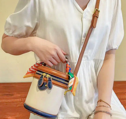 Adorable Cylinder Bucket Handbag with Scarf