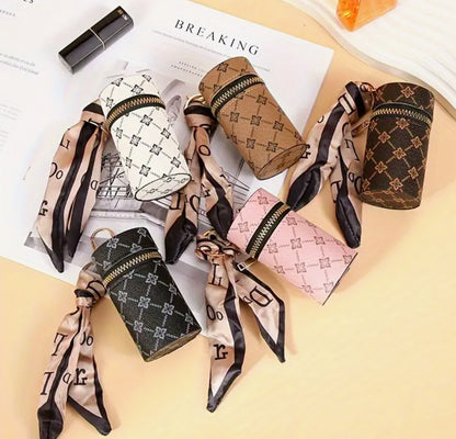 Vintage Synthetic Leather Keychain - Lipstick Holder