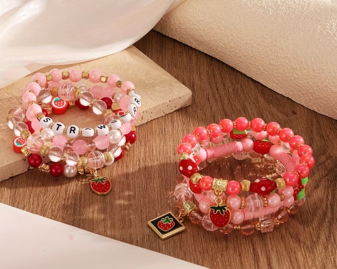 Strawberry beaded bracelets