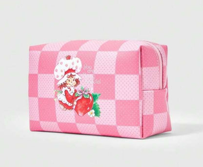 Strawberry Shortcake Pink Plaid Makeup Bag
