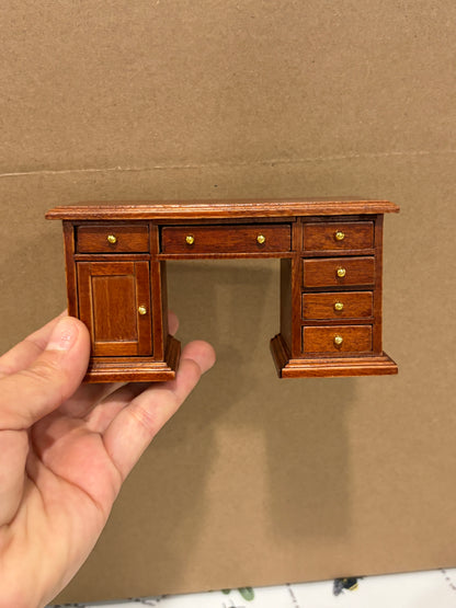 🤎 1:12 Scale Miniature Antique Wooden Desk & Chair Set