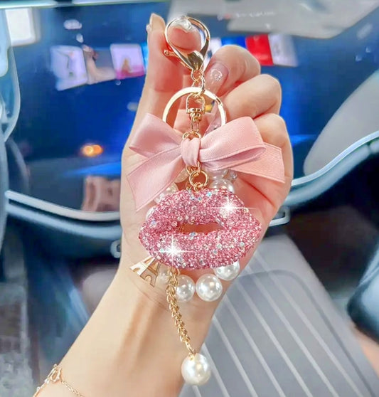 Elegant Bowtie Lip Bag Charm