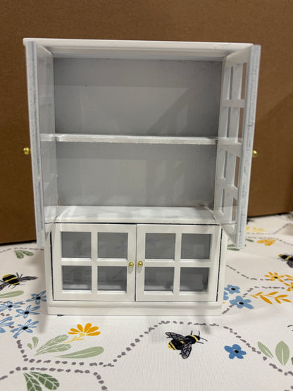 Miniature White Glass-Front Display Cabinet
