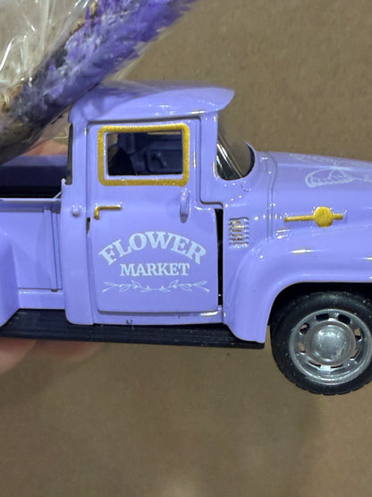 💜 Miniature Lavender Flower Market Pickup Truck