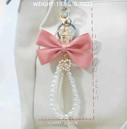 Women’s Elegant Bow & Beaded Bag Charm – European Style Accessory