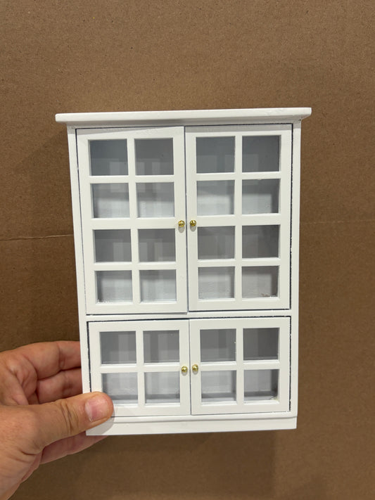 Miniature White Glass-Front Display Cabinet
