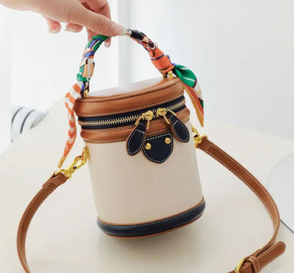 Adorable Cylinder Bucket Handbag with Scarf