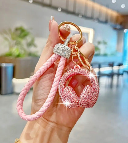 Braided Rope Rhinestone Headphone Bag Charm