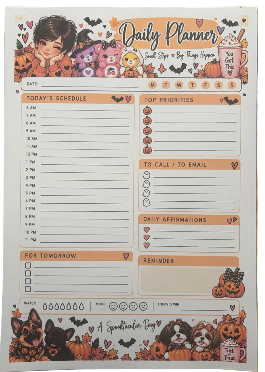 Halloween Daily Planner handmade printed page