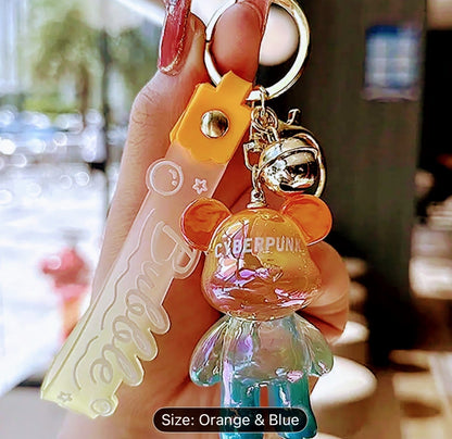 Cyberpunk Bear Gradient Keychain Charm
