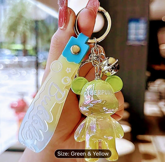 Cyberpunk Bear Gradient Keychain Charm