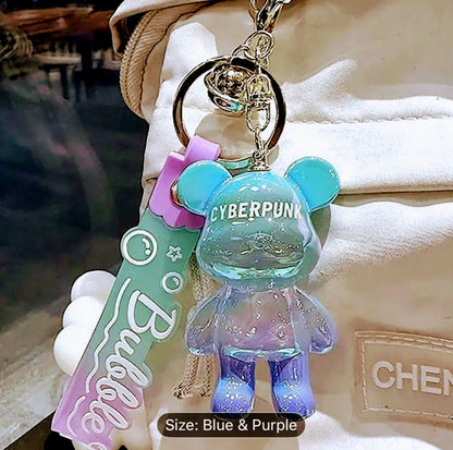 Cyberpunk Bear Gradient Keychain Charm