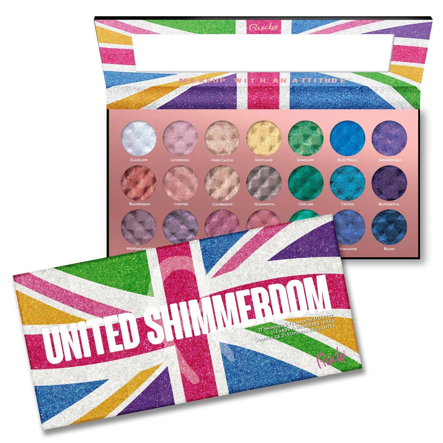 Rude Cosmetics - United Shimmerdom -  21 Shimmer Eyeshadow Palette