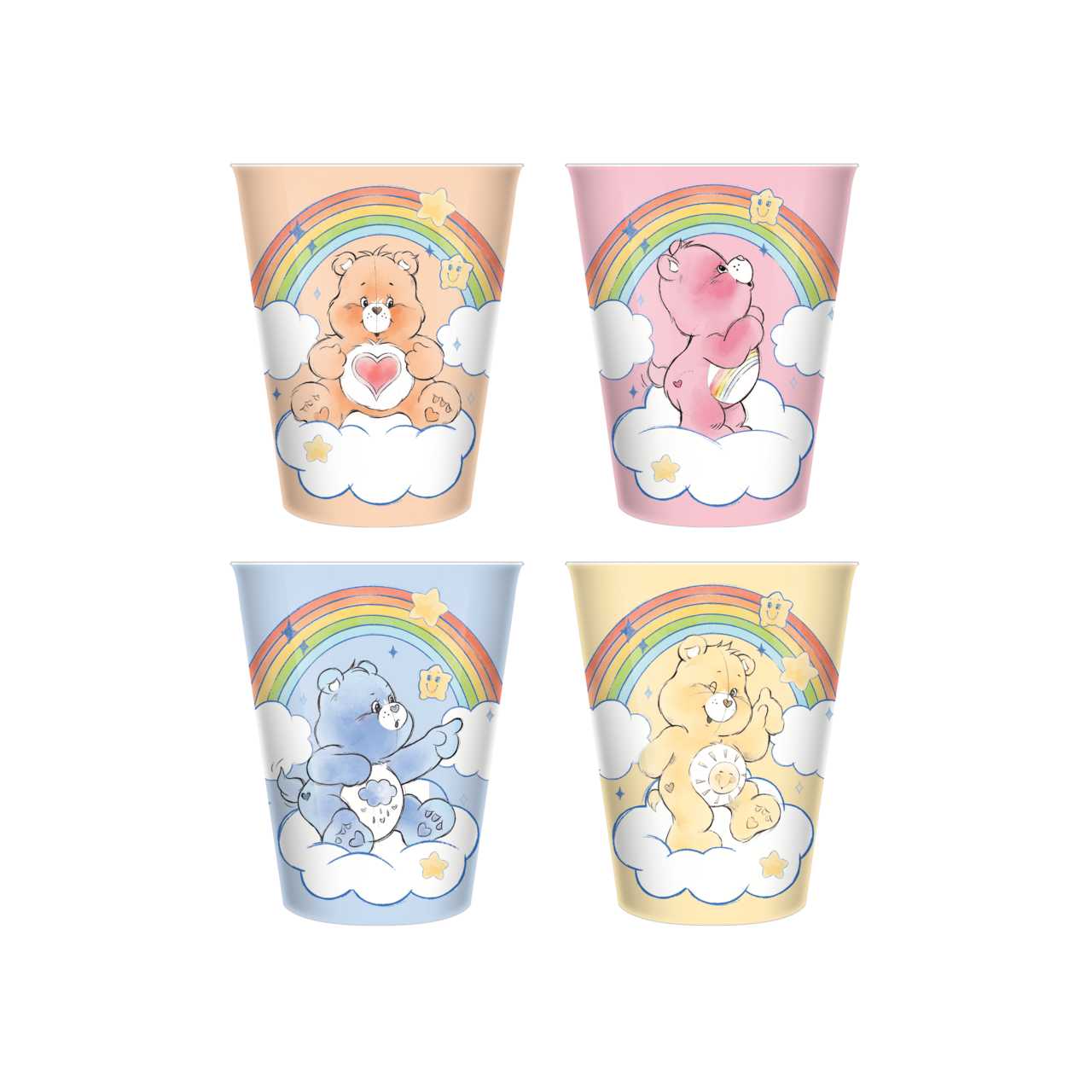 Care Bears Rainbow Set 4pc 1.5oz Plastic Mini Cup