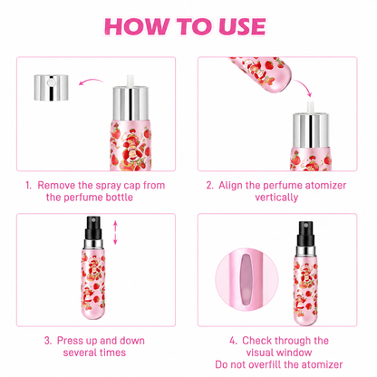 Strawberry Shortcake 5 mL atomizer filling instructions on white