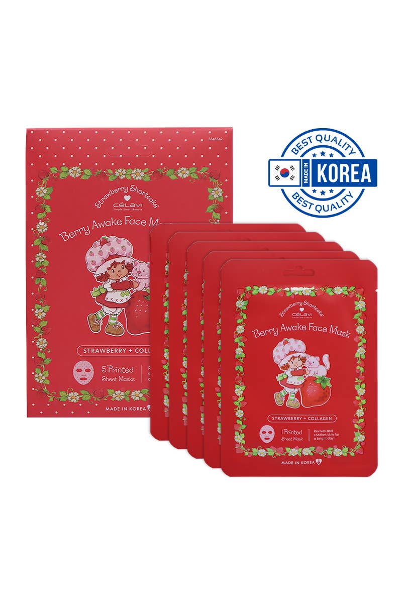 Strawberry Shortcake  - Strawberry + Collagen Sheet Mask - 5 pcs Set