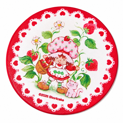 Strawberry Shortcake car cup holder coaster detail on white