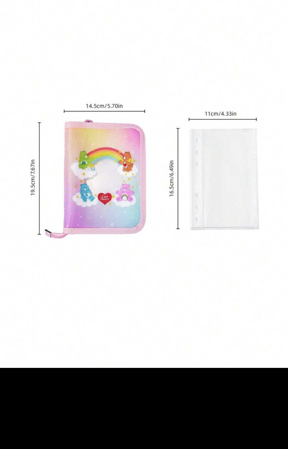 Care Bears binder dimensions and inner page size