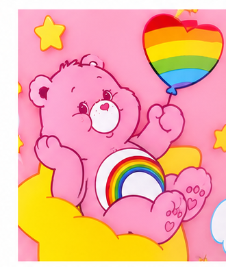 Care Bears Cheer Bear pink scented candle close-up