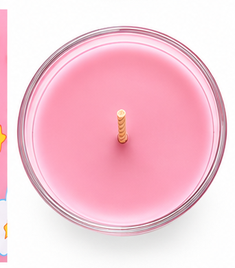 Care Bears Cheer Bear pink scented candle top view