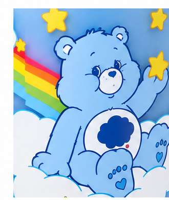 Care Bears Grumpy Bear blue scented candle close-up