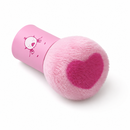 Top view of heart design on Care Bears kabuki makeup brush