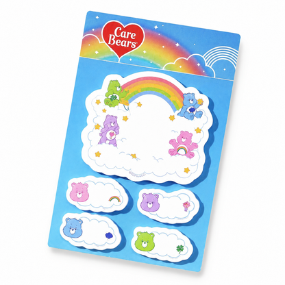Care Bears cloud sticky note pad with sticky tabs on a white background