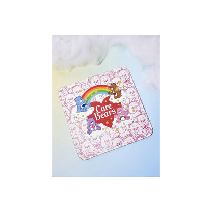 Care Bears square pink rainbow mouse pad full view