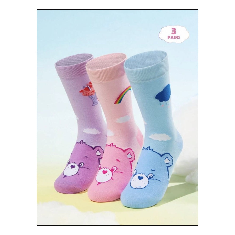 Care Bears socks in blue pink and purple