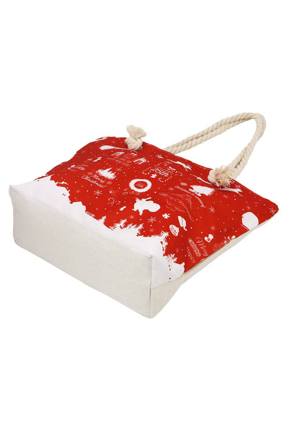 Christmas Winter Village Zipper Canvas Tote Bag