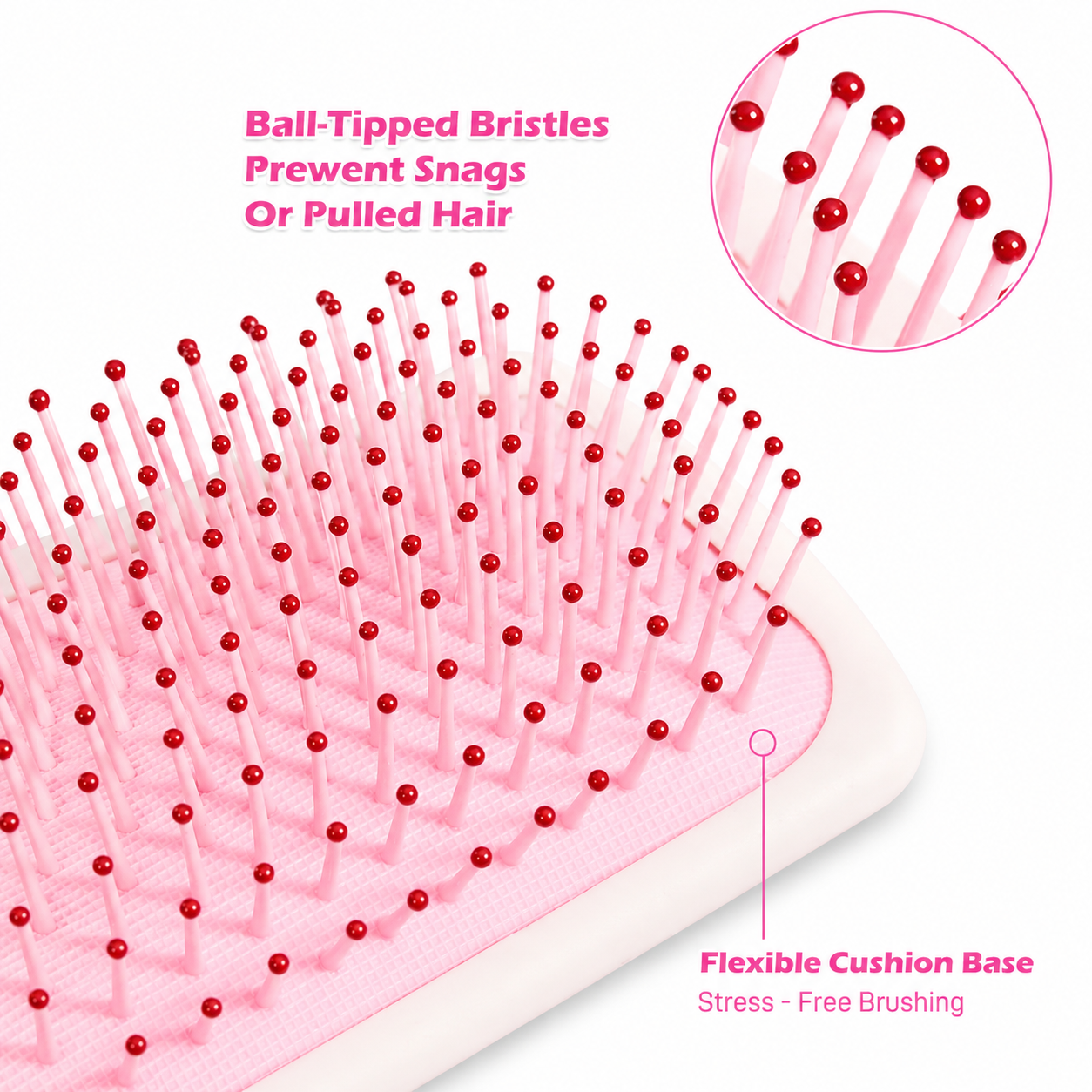Strawberry Shortcake detangling brush bristles on white