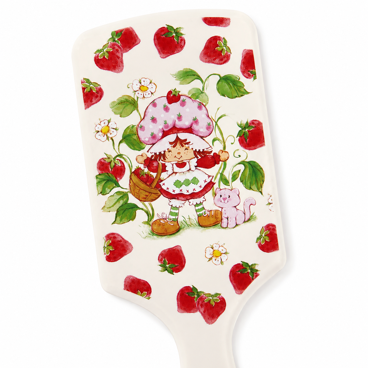 Strawberry Shortcake detangling brush printed back on white
