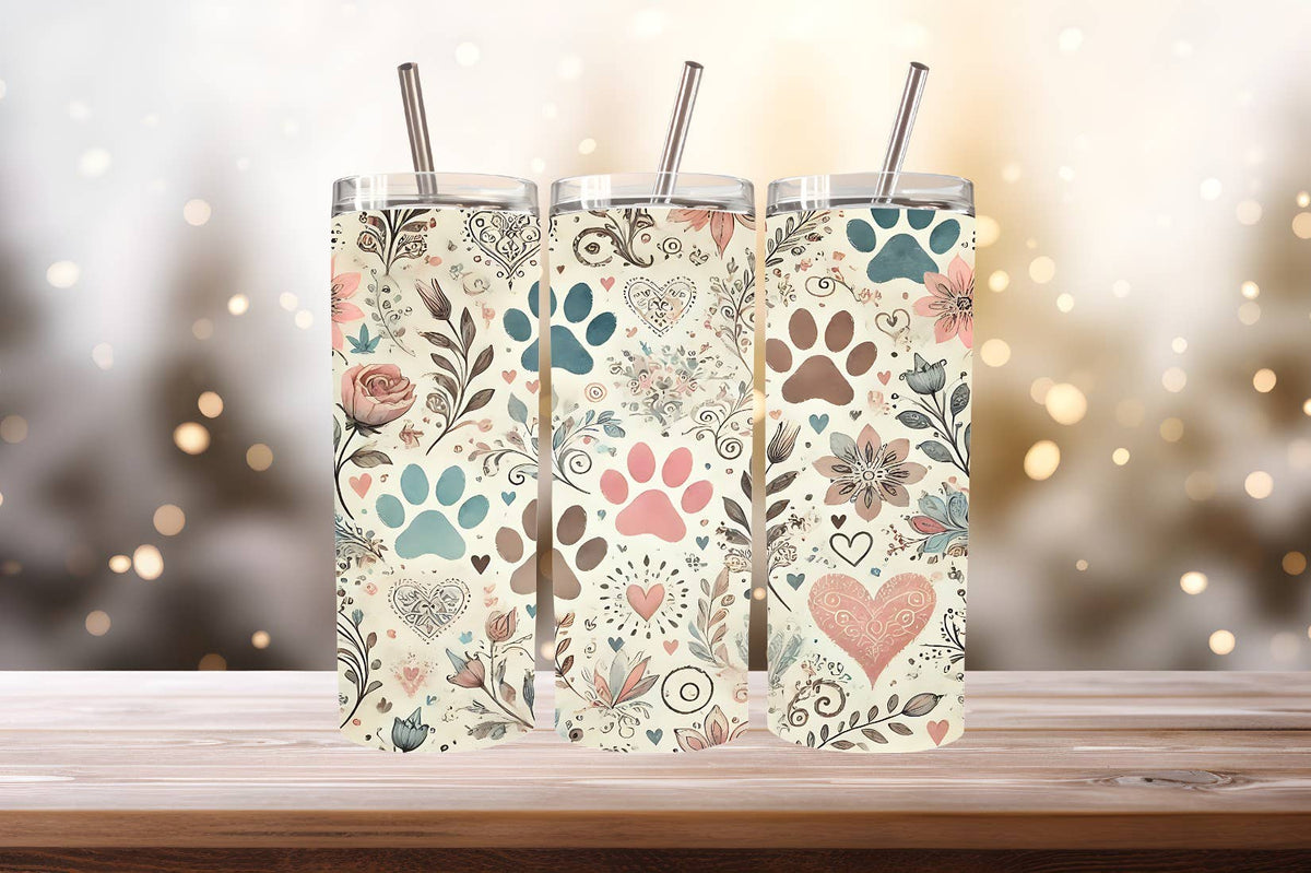 Paw Print Tumbler, 20 oz. Stainless Steel