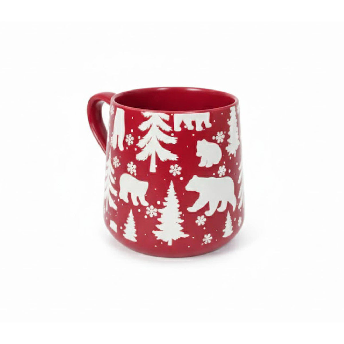 15.5 oz CERAMIC MUG BEARS & TREES ENGRAVED