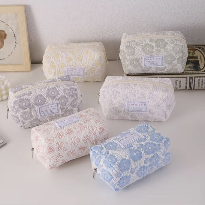 Floral quilted pencil cases
