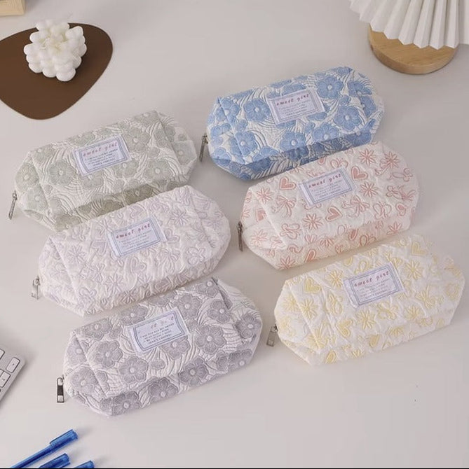 Floral quilted pencil cases