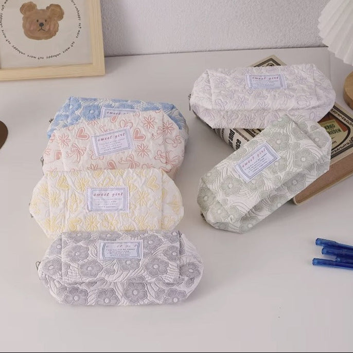 Floral quilted pencil cases