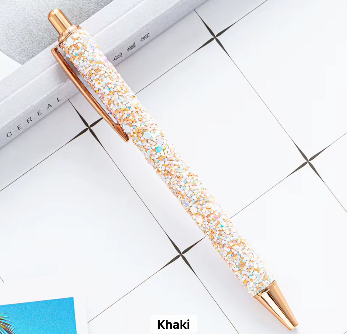 Sparkly Glitter Ballpoint Pen - Khaki
