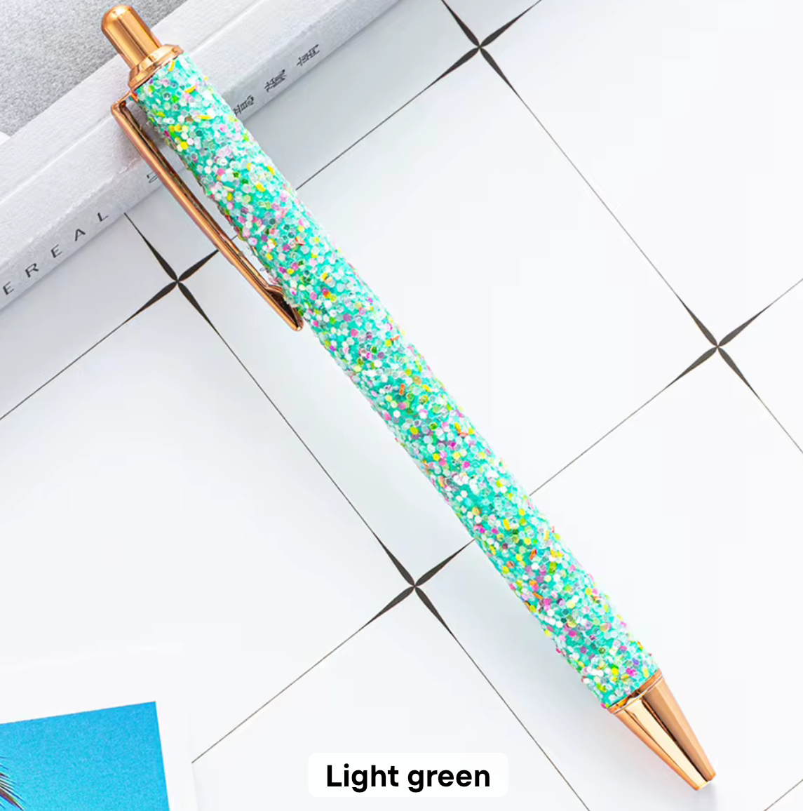 Sparkly Glitter Ballpoint Pen - Light Green