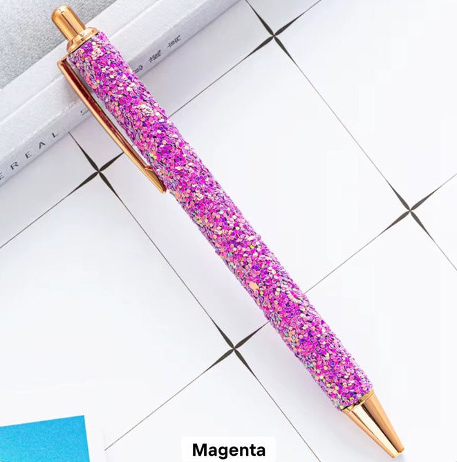 Sparkly Glitter Ballpoint Pen - Magenta